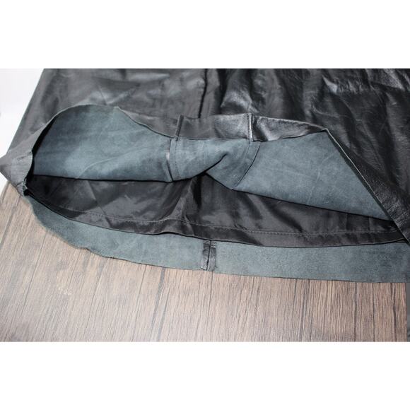 Vintage West Bay Sport Leathers Midi Skirt black leather high waist pockets 14 - Picture 6 of 11